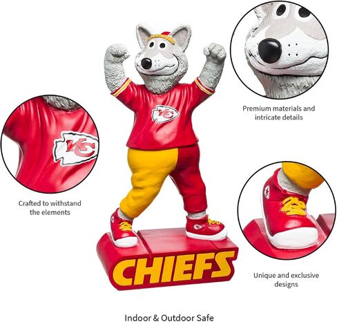 تمثال حديقة من Evergreen Enterprises NFL Kansas City Chiefs Mascot Design، ألوان الفريق، مقاس واحد in Saudi Arabia