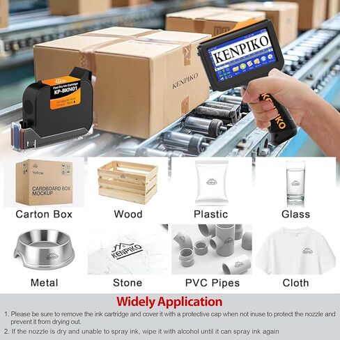 Handheld Inkjet Printer,2025 Newly KP-N01 Handheld Printer Gun 0.5 Inch Nozzle with 4.3’’ Fingertip-Instant Touchscreen,Portable Inkjet Printers with 42ml Quick-Drying Ink Cartridge for Logo in Kuwait