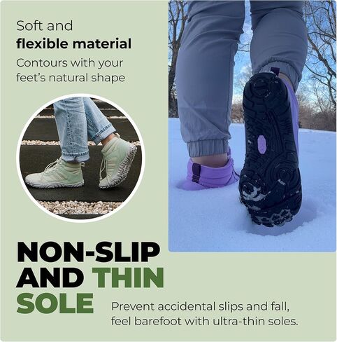 Kasdava Pro Winter Winter Cold Comfort Barefoot Barefoot أحذية غير قابلة للانزلاق مقاومة للماء صفر قطرة واحدة ، صندوق إصبع القدم الواسع ، المشي لمسافات طويلة. in Kuwait