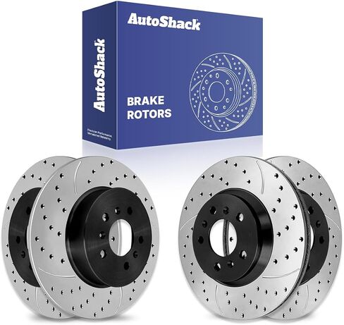 Autoshack Black Hat محفورة ودوارات الفرامل المقطوعة من أدوات استبدال دوار الفرامل الأمامية والخلفية لعام 2006-2007 شيفروليه مونت كارلو 2006-2010 Impala 3.5L 3.9L 5.3L V6 V8 FWD PR65128PR65127127 in Saudi Arabia