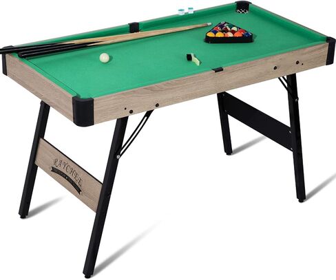 Folding Pool Table, Portable Billiard Game Tables for Kids and Adults, Mini Pool Table with Locking Legs, Adjustable Feet, Balls, Cues, Triangle, Chalk, Brush in Kuwait