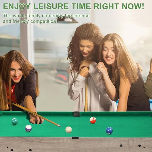 Folding Pool Table, Portable Billiard Game Tables for Kids and Adults, Mini Pool Table with Locking Legs, Adjustable Feet, Balls, Cues, Triangle, Chalk, Brush in Kuwait