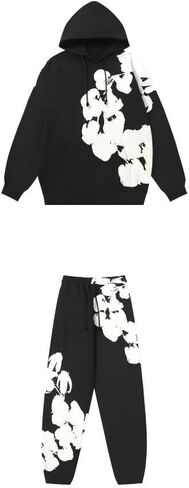 Gothic foam printed loose hoodie Y2K jogging pants hip-hop set street retro sweatshirt sweatpants two-piece set in Saudi Arabia