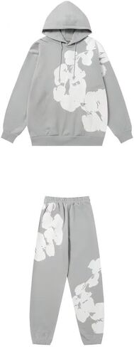Gothic foam printed loose hoodie Y2K jogging pants hip-hop set street retro sweatshirt sweatpants two-piece set in Saudi Arabia