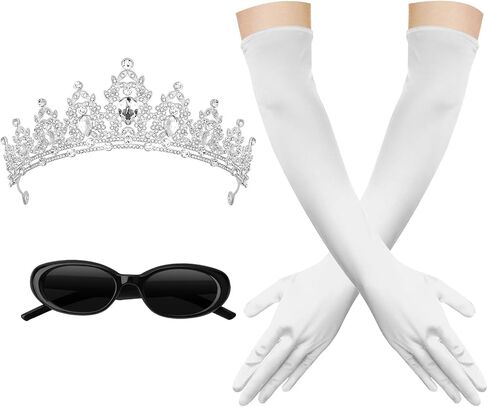 Semato Princess Costume Accessories for Women Crown Long Gloves and Sunglasses Set in Saudi Arabia