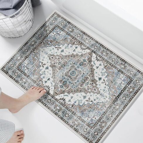 5 × 7 سجاد لغرفة المعيشة سجادة قابلة للغسل داخلي غير انزلاق منخفضة كومة كبيرة السجاد بوهو أنيقة سجادة طباعة الأزهار الأزهار لغرفة غرفة نوم مكتب غرفة الطعام (الأزرق والبني) in Saudi Arabia