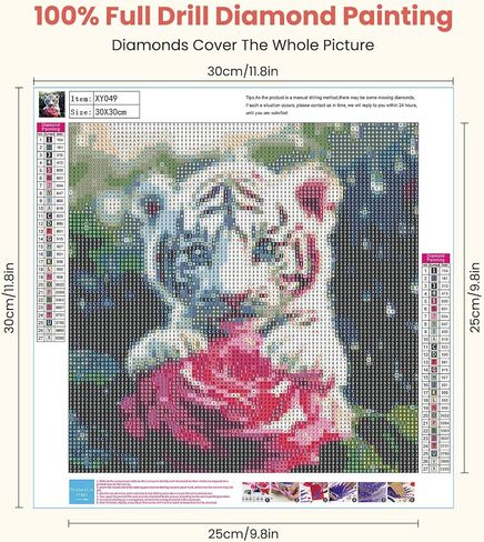 Miwixy White Tiger Diamond Art Kits for Adults,Animal Diamond Painting Kit, Winter 5D Full Drill Round Diamond Dots Paintings Canvas for Beginners Home Wall Decor12x16inch (Tiger-A) in Saudi Arabia