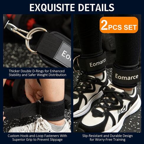 2PCS Set Premium Cable Kick Back Ankle Straps for Cable Machines Women & Men, Glute Kickback Ankle Strap for Workout, Ankle Cuff Cable Attachment Wraps weights, Tobilleras Para Mujer Gym Leg in Saudi Arabia