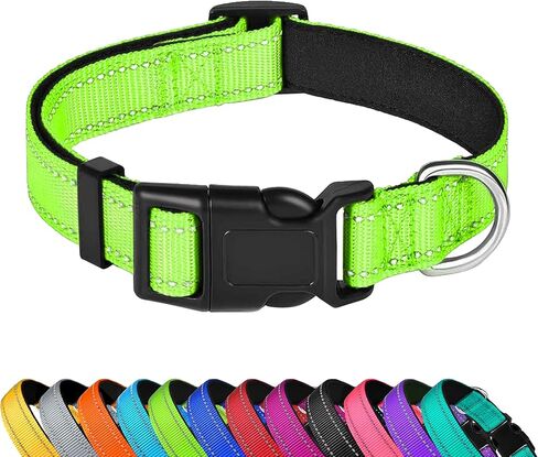 Reflective Dog Collar, Adjustable Soft Neoprene Padded Nylon Pet Collars with Buckle for Extra Large Dogs, Red,XL in Saudi Arabia
