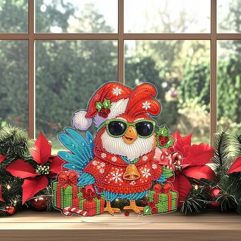 Sourmo Tabletop Diamond Art Paint Ornament Christmas ، Diy Desktop Diamond Diamonds Painting Kit للبالغين ، اللوحة الفنية الكريستالية على الحامل (الكاردينال) in Kuwait