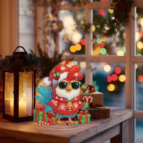 Sourmo Tabletop Diamond Art Paint Ornament Christmas ، Diy Desktop Diamond Diamonds Painting Kit للبالغين ، اللوحة الفنية الكريستالية على الحامل (الكاردينال) in Kuwait