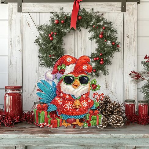 Sourmo Tabletop Diamond Art Paint Ornament Christmas ، Diy Desktop Diamond Diamonds Painting Kit للبالغين ، اللوحة الفنية الكريستالية على الحامل (الكاردينال) in Kuwait