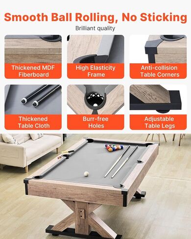 VEVOR 7ft 3-in-1 Multi Game Table with Dining, Pool, and Tennis Table, for Family Game Room Adults, Includes Full Set of Accessories, in Saudi Arabia