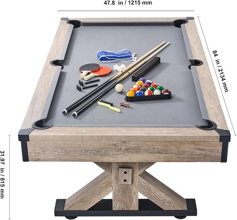 VEVOR 7ft 3-in-1 Multi Game Table with Dining, Pool, and Tennis Table, for Family Game Room Adults, Includes Full Set of Accessories, in Saudi Arabia