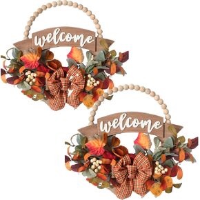24 Inch Fall Sunflower Peony Pumpkin Wreath for Front Door, Fall Thanksgiving Eucalyptus Boxwood Floral Wreaths for Indoor Outdoor, Fall Pumpkin Flower Door Decor Wreaths in Kuwait