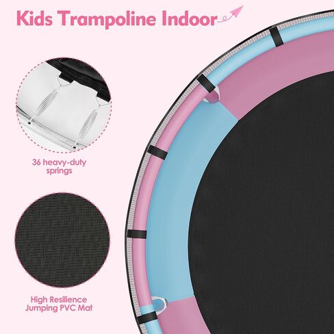55/60" Trampoline for Kids, 4.5/5 FT Toddler Trampoline with Enclosur Net, Basketball Hoop & Sandbag, 440 LBS Capacity, Adjustable Height，Gifts for Ages 3-12 Boys & Girls in Saudi Arabia