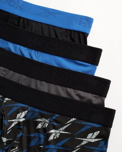Reebok Mens 4 Pack Performance Boxer Briefs with Comfort Pouch - Grey/Black/Grey/Black Print X-Large in Saudi Arabia