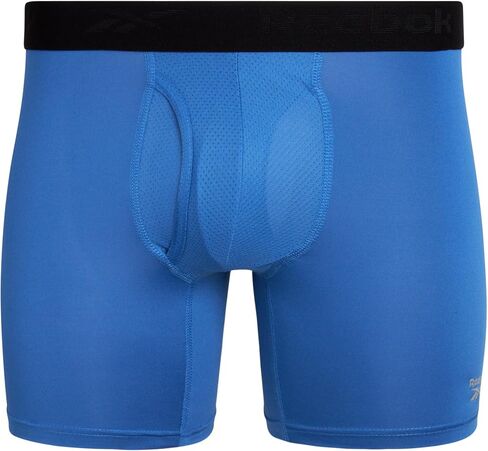 Reebok Mens 4 Pack Performance Boxer Briefs with Comfort Pouch - Grey/Black/Grey/Black Print X-Large in Saudi Arabia