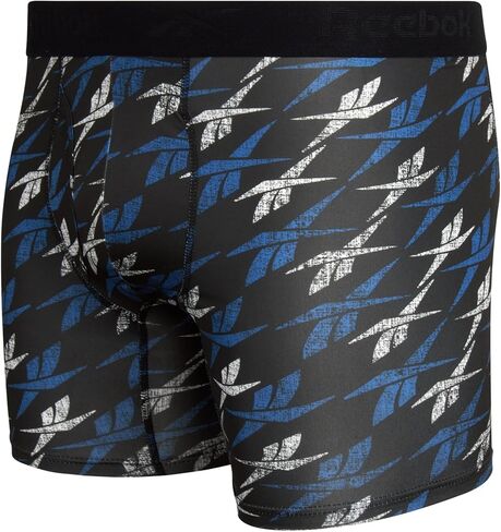 Reebok Mens 4 Pack Performance Boxer Briefs with Comfort Pouch - Grey/Black/Grey/Black Print X-Large in Saudi Arabia