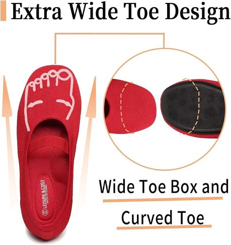 Women's Wide Toe Box Mary Jane Ballet Flats Shoes | Strap,Knit Breathable, Removablb Insoles, Lightweight, Comfort Casual, Wear Resistant,Slip-on,Office, Everyday Walking in Saudi Arabia