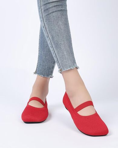 Women's Wide Toe Box Mary Jane Ballet Flats Shoes | Strap,Knit Breathable, Removablb Insoles, Lightweight, Comfort Casual, Wear Resistant,Slip-on,Office, Everyday Walking in Saudi Arabia