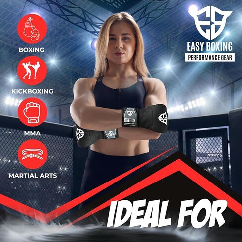 Inner Gel Gloves, Hook and Loop Closure, Breathable Wrist Wraps for Boxing and MMA Training, Black, 75cm in Saudi Arabia