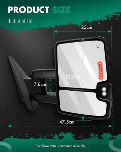 SCITOO Tow Mirrors Compatible with for 2007-2014 For Chevy Silverado For GMC Sierra(07 for New Body) Pickup Truck Mirrors Power Adjusted Heated LED Turn Signal Width Light Black Towing Mirrors LH RH in Saudi Arabia