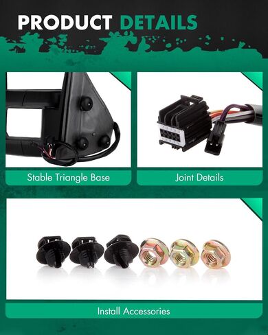 SCITOO Tow Mirrors Compatible with for 2007-2014 For Chevy Silverado For GMC Sierra(07 for New Body) Pickup Truck Mirrors Power Adjusted Heated LED Turn Signal Width Light Black Towing Mirrors LH RH in Saudi Arabia