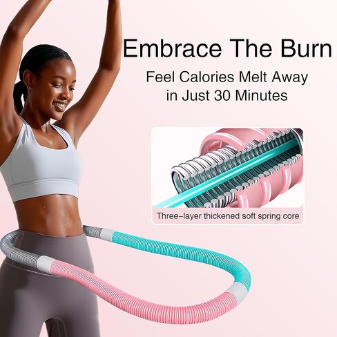 ​​Weighted 3lb Fitness Hoop for Adults - Soft Spring Hula Hoop - Flexible, Foldable for Home & Travel - Cushioned Comfort, Silent Exercise for Waist Toning & Weight Loss​​ in Kuwait