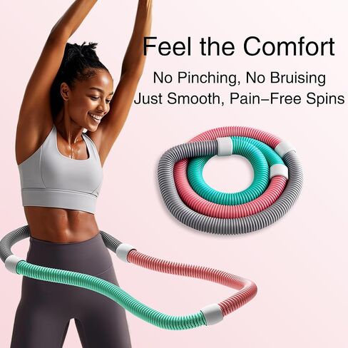 ​​Weighted 3lb Fitness Hoop for Adults - Soft Spring Hula Hoop - Flexible, Foldable for Home & Travel - Cushioned Comfort, Silent Exercise for Waist Toning & Weight Loss​​ in Kuwait