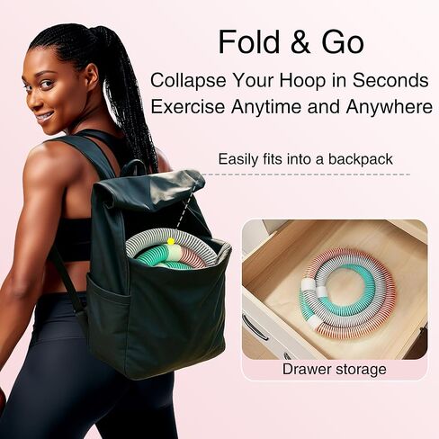​​Weighted 3lb Fitness Hoop for Adults - Soft Spring Hula Hoop - Flexible, Foldable for Home & Travel - Cushioned Comfort, Silent Exercise for Waist Toning & Weight Loss​​ in Kuwait