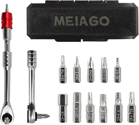 Bike Repair and Maintenance Tool, Bicycle Multi-Tool Kit,13-in-1 Mini Ratchet Wrench Set, Ratchet Reversible &11 Bits, Portable for Home Repair and Travel, Black in Saudi Arabia