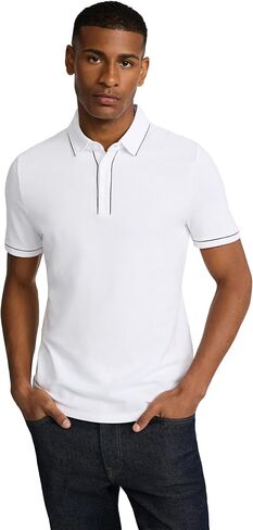 Express Men's Luxe Pique Pique - طوق أنابيب قصير الأكمام ، مزيج من القطن الناعم ، تنحنح Tennis Tail in Saudi Arabia