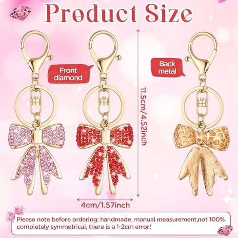 Coquette Bow Keychain Crystal Shiny Diamond Bow Bag Charm Keyring Valentine Key Chain for Women Purse Gift in Saudi Arabia