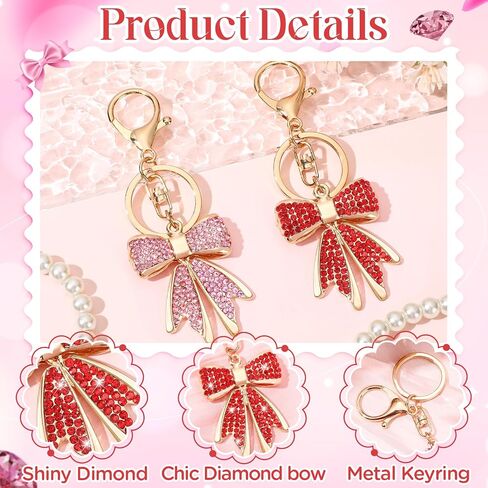 Coquette Bow Keychain Crystal Shiny Diamond Bow Bag Charm Keyring Valentine Key Chain for Women Purse Gift in Saudi Arabia