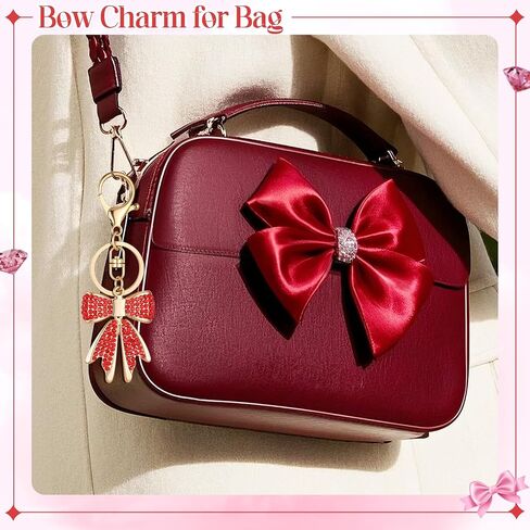 Coquette Bow Keychain Crystal Shiny Diamond Bow Bag Charm Keyring Valentine Key Chain for Women Purse Gift in Saudi Arabia