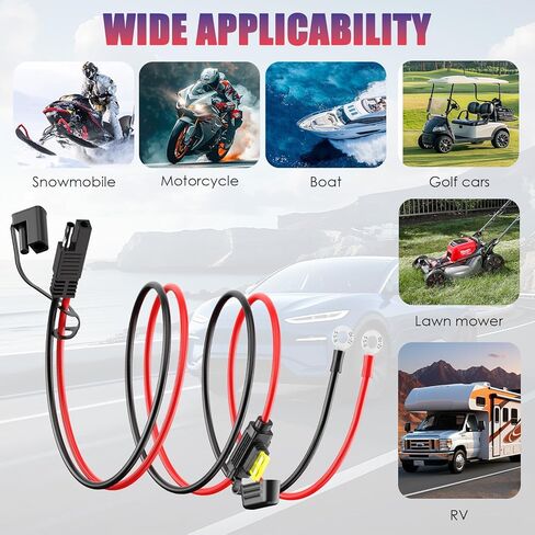 Leicestercn 6ft 12V Terminal Terminal SAE إلى O RING Connects موصل كبل سلك التمديد لشاحن البطارية/المشرف in Kuwait