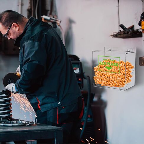 Nuanchu 100 Pairs Ear Plugs with Earplug Acrylic Dispenser 6 x 13 x 8 Inch Clear Acrylic Earplugs with Cover Front Pocket for Noise Cancelling Industrial Factory Office Home (12 x 13 x 8 Inch) in Saudi Arabia