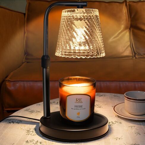 Candle Warmer Lamp with Timer Dimmable - Adjustable Electric Wax Melt Warmer Large Scented Jar Candles Lights, Birthday Gifts for Women, House Warming Gifts New Home Living Room Vintage Decor, Black in Saudi Arabia