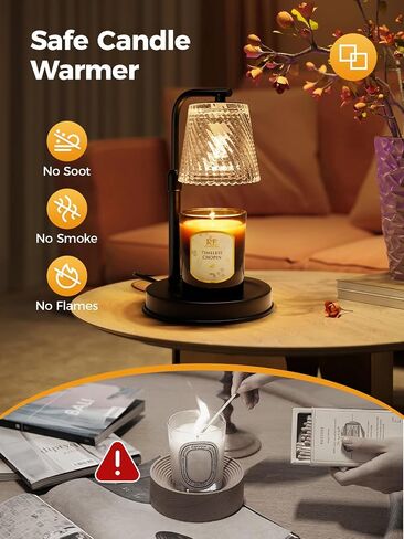 Candle Warmer Lamp with Timer Dimmable - Adjustable Electric Wax Melt Warmer Large Scented Jar Candles Lights, Birthday Gifts for Women, House Warming Gifts New Home Living Room Vintage Decor, Black in Saudi Arabia