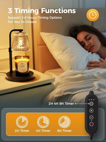 Candle Warmer Lamp with Timer Dimmable - Adjustable Electric Wax Melt Warmer Large Scented Jar Candles Lights, Birthday Gifts for Women, House Warming Gifts New Home Living Room Vintage Decor, Black in Saudi Arabia