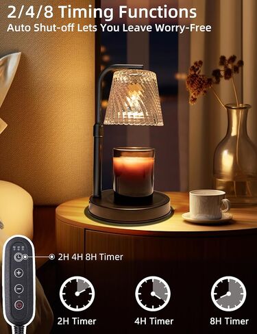 Candle Warmer Lamp with Timer Dimmable - Adjustable Electric Wax Melt Warmer Large Scented Jar Candles Lights, Birthday Gifts for Women, House Warming Gifts New Home Living Room Vintage Decor, Black in Saudi Arabia