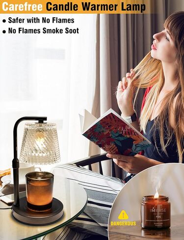 Candle Warmer Lamp with Timer Dimmable - Adjustable Electric Wax Melt Warmer Large Scented Jar Candles Lights, Birthday Gifts for Women, House Warming Gifts New Home Living Room Vintage Decor, Black in Saudi Arabia