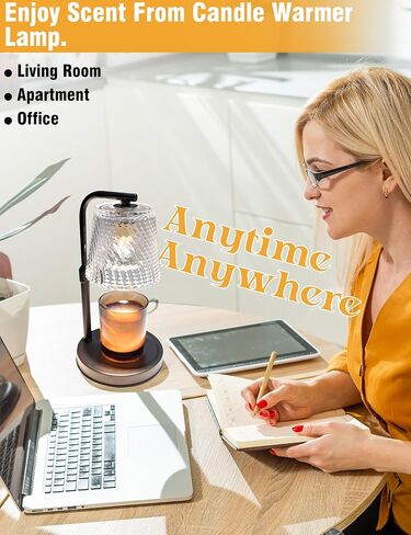 Candle Warmer Lamp with Timer Dimmable - Adjustable Electric Wax Melt Warmer Large Scented Jar Candles Lights, Birthday Gifts for Women, House Warming Gifts New Home Living Room Vintage Decor, Black in Saudi Arabia