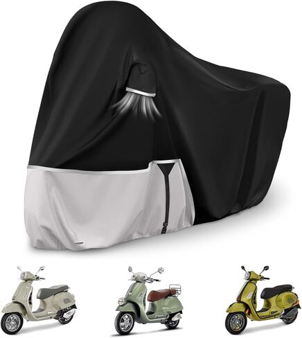 Waterproof Motorcycle Cover Compatible with Piaggio Vespa ET2 ET4 LX150 LXV and Sprint 150, Primavera 50/150 with Trunk Model, 420D Oxford Cloth Motorcycle Cover for Snow Rain Dust Protection in Saudi Arabia
