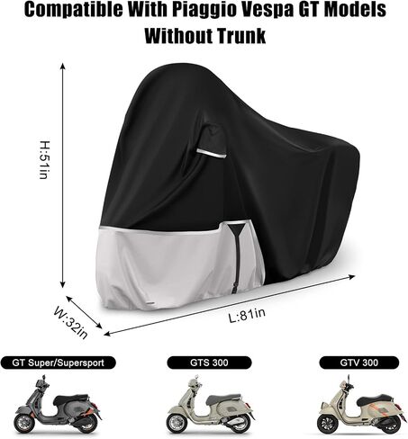 Waterproof Motorcycle Cover Compatible with Piaggio Vespa ET2 ET4 LX150 LXV and Sprint 150, Primavera 50/150 with Trunk Model, 420D Oxford Cloth Motorcycle Cover for Snow Rain Dust Protection in Saudi Arabia