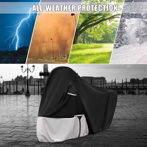 Waterproof Motorcycle Cover Compatible with Piaggio Vespa ET2 ET4 LX150 LXV and Sprint 150, Primavera 50/150 with Trunk Model, 420D Oxford Cloth Motorcycle Cover for Snow Rain Dust Protection in Saudi Arabia