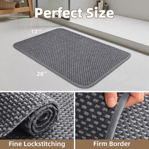 PADOOR-Bath Mat-Super Absorbent Chenille Bathroom Mats-Rubber Backed Bath Mats for Bathroom Non Slip, Machine Washable Bathroom Rugs Front of Bathtub,Shower Room,Sink-17×28, Beige&Cream in Saudi Arabia