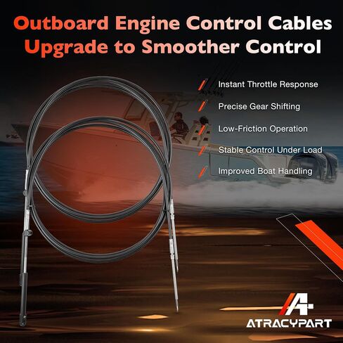 ATRACYPART Upgrade GEN 2 Outboard Throttle Shift Control Cable Set Compatible with Mercury, Mariner, MerCruiser, Quicksilver, Force Motors （2PCS） in Saudi Arabia