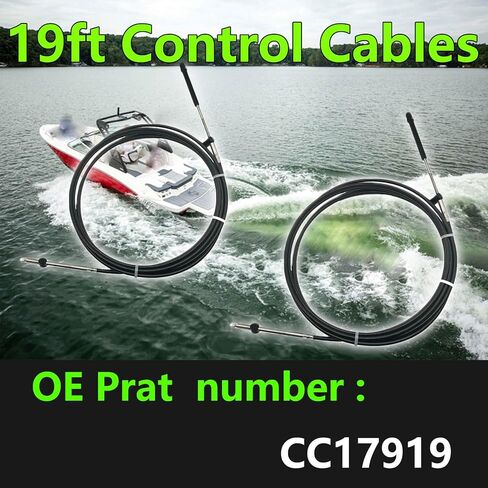 19ft Boat Throttle and Shift Control Cables, 600A Gen I Remote Cable Set, Boat Throttle Control Cable Compatible with Mercury MerCruiser Marine Force Outboard Motors, Replaces CC17919 (Pack of 2) in Saudi Arabia